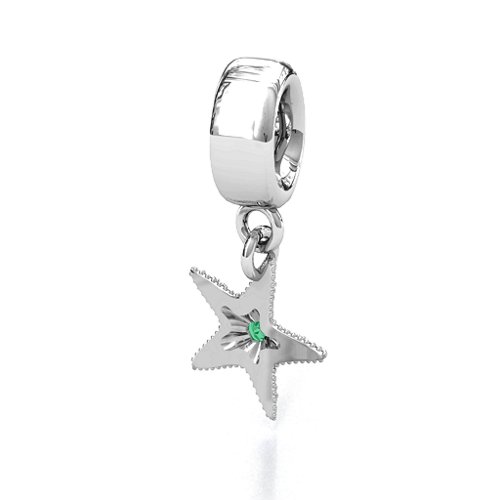 Starfish Bracelet Charm – Sterling Silver with Emerald