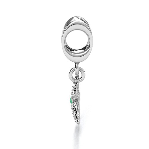 Starfish Bracelet Charm – Sterling Silver with Emerald
