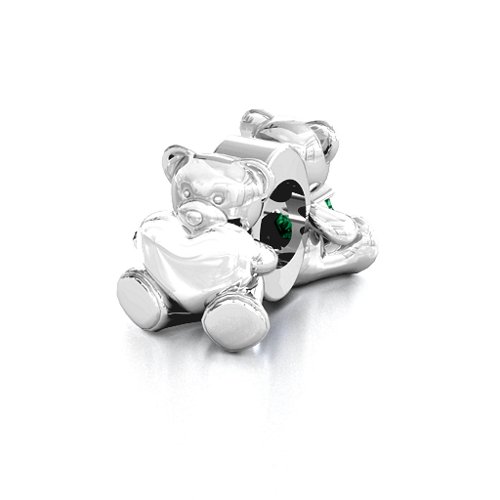 My Teddy Bear Bracelet Charm – Sterling Silver with Emerald