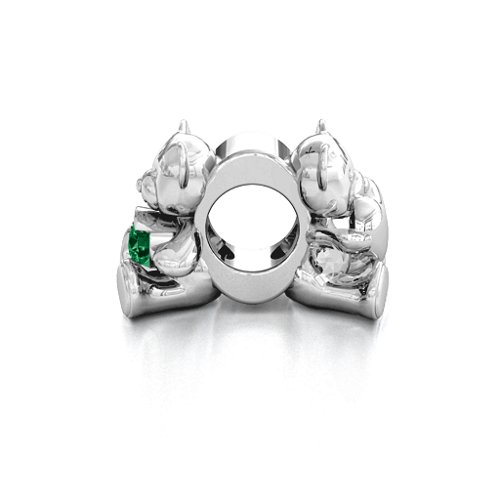 My Teddy Bear Bracelet Charm – Sterling Silver with Emerald
