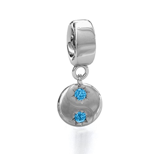 Yin-Yang Perfect Match Bracelet Charm – Sterling Silver with Blue Topaz