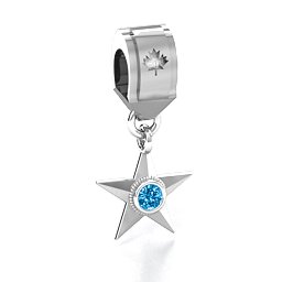 My Hero - Canada Flag Bracelet Charm in 925 Sterling Silver with Blue Topaz