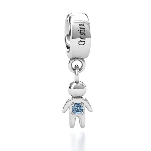 My Man Bracelet Charm – Sterling Silver with Aquamarine