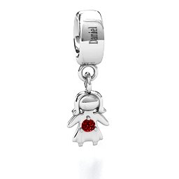 Perfect Woman Bracelet Charm in 925 Sterling Silver with Garnet