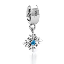 Snowflake Bracelet Charm in 925 Sterling Silver with Blue Topaz