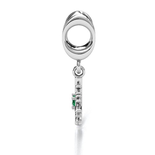 Snowflake Bracelet Charm – Sterling Silver with Emerald