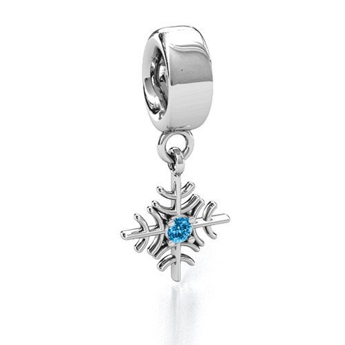 Snowflake Bracelet Charm – Sterling Silver with Blue Topaz
