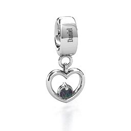 Heart Nest Bracelet Charm in 925 Sterling Silver with Alexandrite