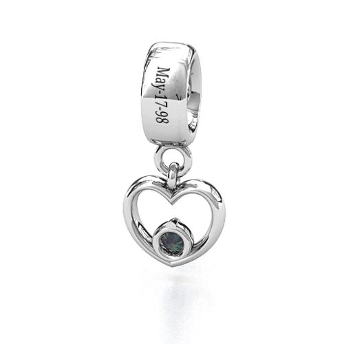Heart Nest Bracelet Charm – Sterling Silver with Alexandrite