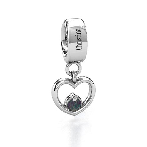 Heart Nest Bracelet Charm – Sterling Silver with Alexandrite