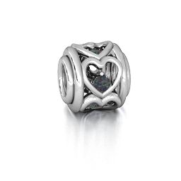 Heart Quintet Bracelet Charm in 925 Sterling Silver with Alexandrite