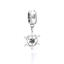 Ship's Wheel Bracelet Charm in 925 Sterling Silver with Alexandrite