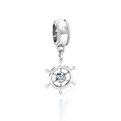 Ship's Wheel Bracelet Charm – 10K Yellow Gold with Amethyst