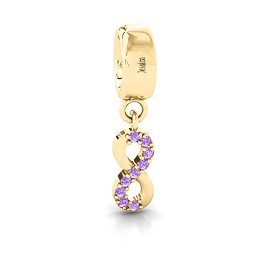 Infinity Bracelet Charm with Stones in 10K Solid Yellow Gold with Amethyst Premium Zirconia