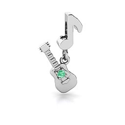 Music Lovers Bracelet Charm in 925 Sterling Silver with Emerald