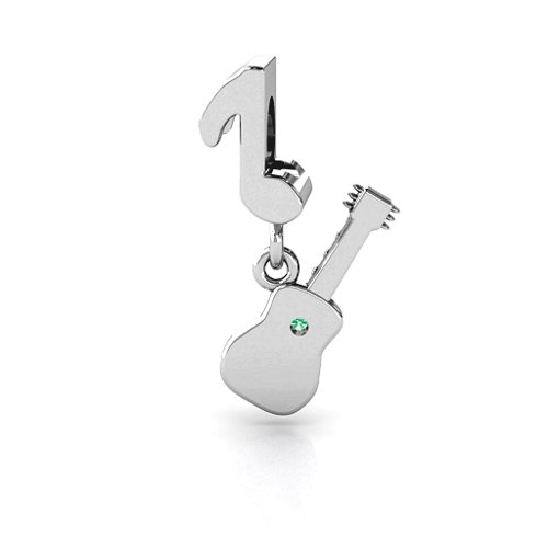 Music Lovers Bracelet Charm – Sterling Silver with Emerald