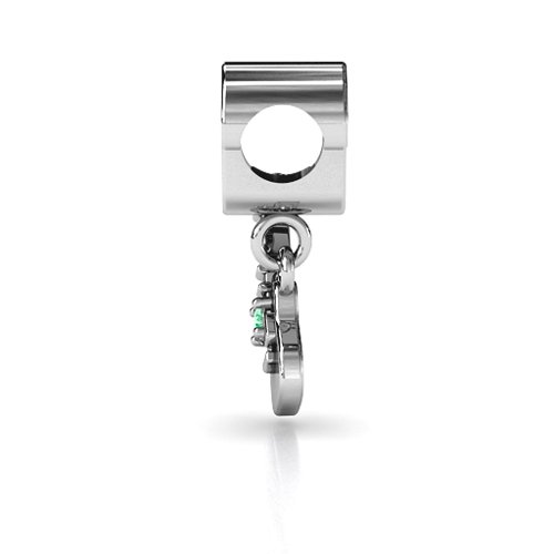 Music Lovers Bracelet Charm – Sterling Silver with Emerald