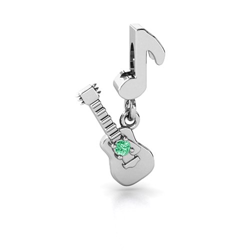 Music Lovers Bracelet Charm – Sterling Silver with Emerald