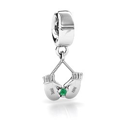 Smitten for Mittens Bracelet Charm in 925 Sterling Silver with Emerald