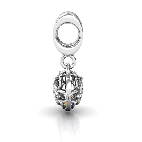 Beautiful Blossom Caged Bracelet Charm – Sterling Silver with Citrine