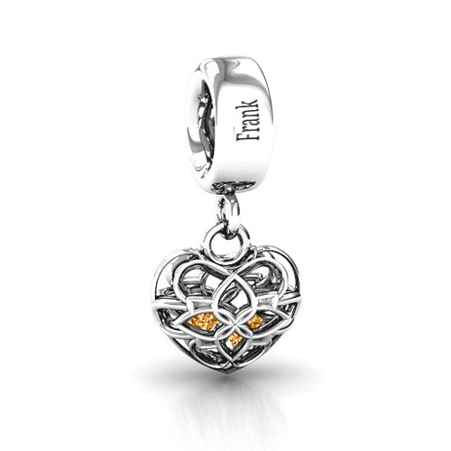 Beautiful Blossom Caged Bracelet Charm – Sterling Silver with Citrine