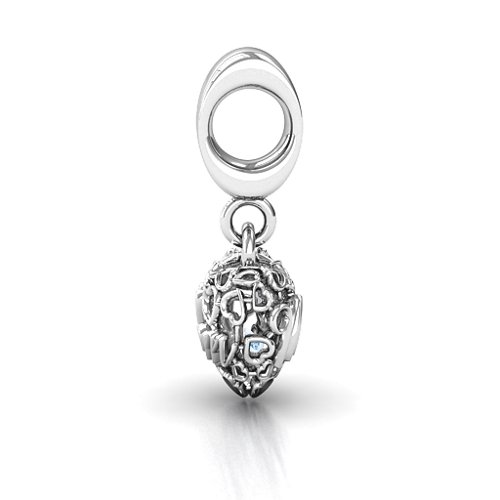 A Mother's Love Caged Bracelet Charm – Sterling Silver with Aquamarine