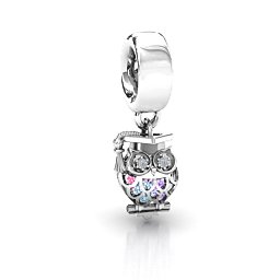 Scholarly Owl Caged Bracelet Charm