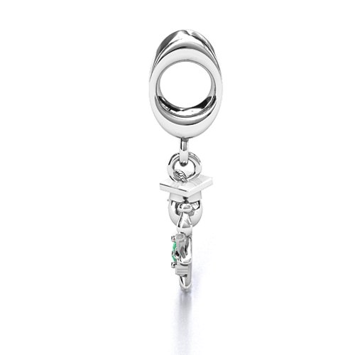 She Graduated! Bracelet Charm – Sterling Silver with Emerald