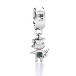 He Graduated! Bracelet Charm in 925 Sterling Silver with Alexandrite