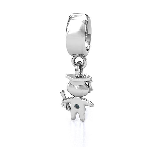 He Graduated! Bracelet Charm – Sterling Silver with Alexandrite