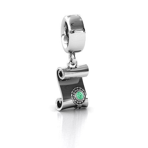 Proud Graduate Bracelet Charm – Sterling Silver with Emerald