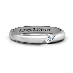 Women's Reveal Stone Grooved Ring in 925 Sterling Silver