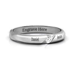 Women's Reveal Stone Grooved Ring