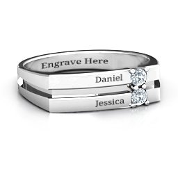 Women's Crevice Grooved Ring in 925 Sterling Silver