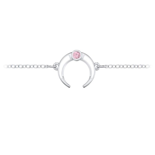 Crescent Horn Anklet with White Cold Enamel – Sterling Silver with Pink Tourmaline