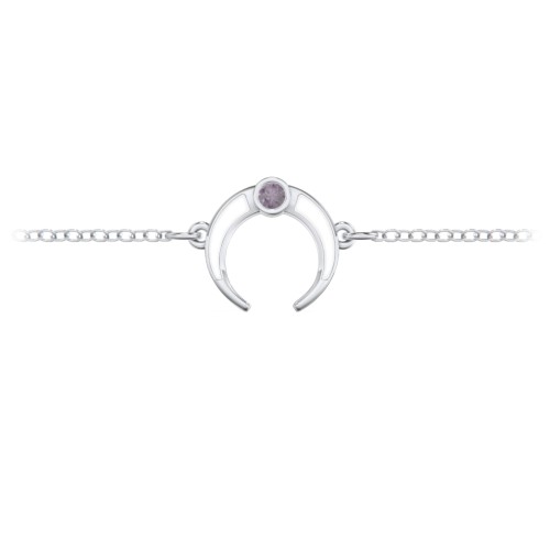 Crescent Horn Anklet with White Cold Enamel – Sterling Silver with Alexandrite