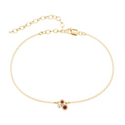 Cluster Bezel Set Stone Anklet in 18K Gold Plated Silver with Garnet and White Premium Zirconia