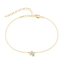 Cluster Bezel Set Stone Anklet in 18K Gold Plated Silver with Blue Topaz and White Premium Zirconia