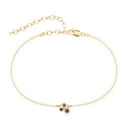 Cluster Bezel Set Stone Anklet in 18K Gold Plated Silver with Alexandrite and Black Premium Zirconia