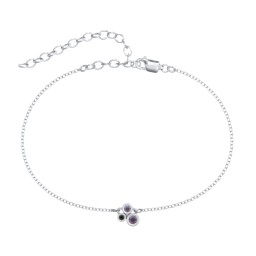 Cluster Bezel Set Stone Anklet in 925 Sterling Silver with Alexandrite and Black Premium Zirconia