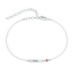Petite Bar Anklet with Bezel Set Stone