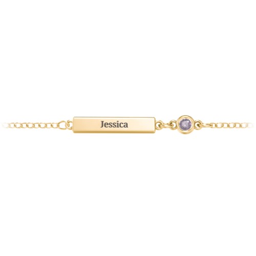 Petite Bar Anklet with Bezel Set Stone – 18K Gold Plated Silver with Alexandrite