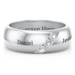 Men's Triple Stone Grooved Ring