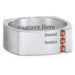 Men's Cache Square-shaped Gemstone Ring in 925 Sterling Silver with Garnet
