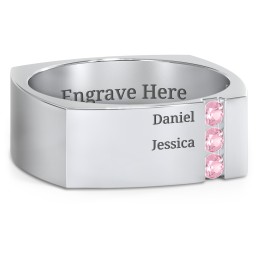 Men's Cache Square-shaped Gemstone Ring in 925 Sterling Silver with Pink Tourmaline