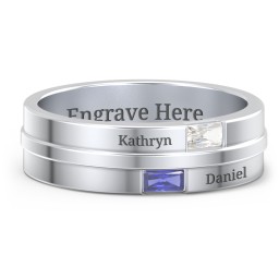 Men's Double Baguette Ring in 925 Sterling Silver