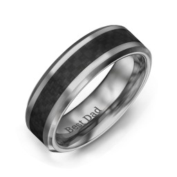 Men's Tungsten Ring with Carbon Fiber Inlay in Tungsten