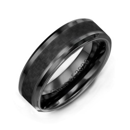 Men's Nightfall Ceramic 8mm Ring with Carbon Fiber Inlay