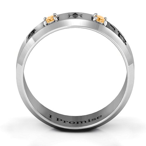 Men's Judaica Ring – Sterling Silver with Citrine