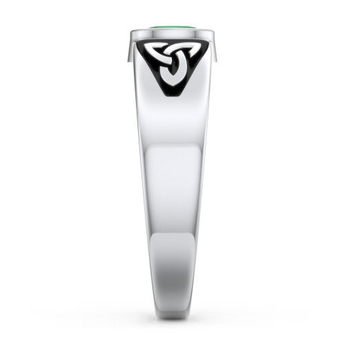 Men's Trinity Knot Ring With Oval Stone – Sterling Silver with Emerald